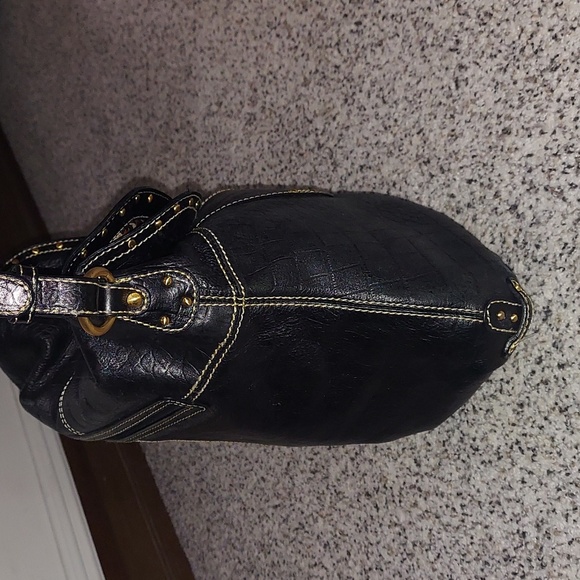 Maxx New York Black croc embossed studded leather shoulder bag - Picture 12 of 16